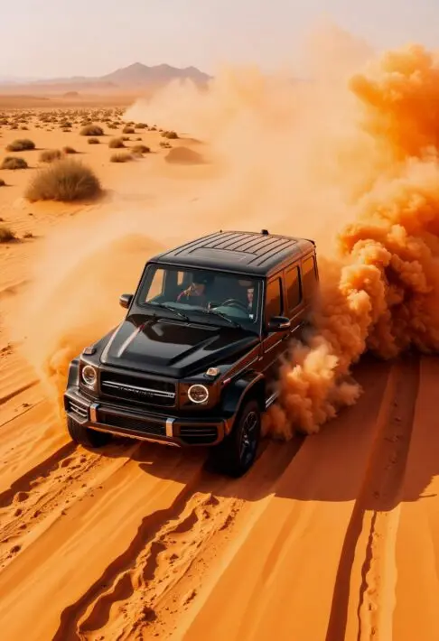 jeep crossing inside the desert