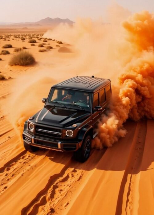jeep crossing inside the desert